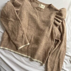 Cleobella Tan Sweater with Ruffle Sleeves